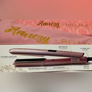 Amrezy & Bellami Hair colab-  “Smart” Flat Iron in pink shimmer- NWT